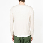 Linen Blend Crew Neck Knitted Sweater // Beige (M)