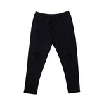 Slim Fit Destroyed Cotton Sweatpants // Black (L)