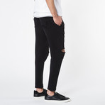 Slim Fit Destroyed Cotton Sweatpants // Black (L)