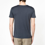 Silk Blend Box Neck T-shirt // Slate Blue (L)