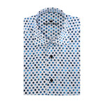 Barney Button-Up // Abstract Purple Dots // Turquoise (2XL)