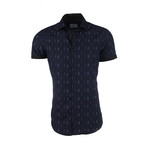 Christian Short-Sleeve Button-Up Shirt // Blue (L)
