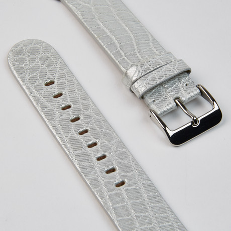 Genuine Alligator Apple Watch Strap // Silver // 42mm (White Hardware // 38mm Case Dia.)