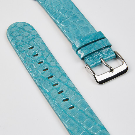Genuine Alligator Apple Watch Strap // Turquoise // 42mm (Black Hardware // 42mm Case Dia.)