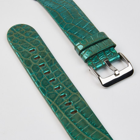Genuine Alligator Apple Watch Strap // Green // 42mm (Black Hardware // 42mm Case)