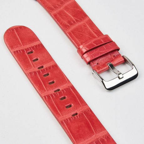 Genuine Alligator Apple Watch Strap // Red Coral // 42mm (Rose Gold Hardware (38mm))