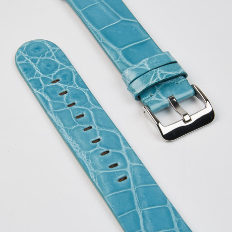 Genuine Alligator Apple Watch Strap // Memoir Blue // 42mm (Black Hardware // 38mm Case)