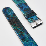 Genuine Alligator Apple Watch Strap // Blue + Green // 42mm