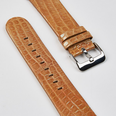 Genuine Alligator Apple Watch Strap // Pale Blue Gold // 42mm (Black Hardware // 42mm Case)