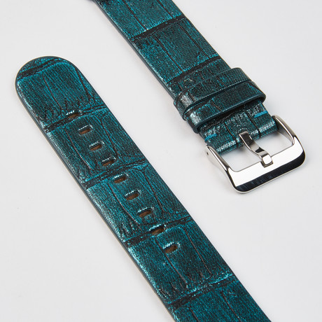 Genuine Alligator Apple Watch Strap // Dark Turquoise // 42mm (White Hardware (Nickel) (38mm))