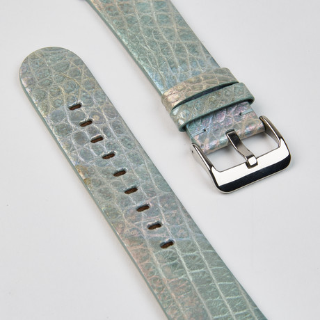 Genuine Alligator Apple Watch Strap // Light Blue // 42mm (Black Hardware // 42mm Case)
