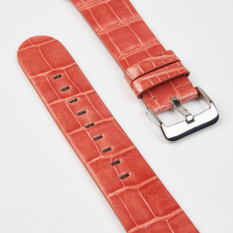 Genuine Alligator Apple Watch Strap // Watermelon // 42mm (Silver Tone Hardware (Nickel))