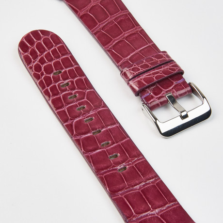 Genuine Alligator Apple Watch Strap // Mauve // 42mm (Black Hardware)