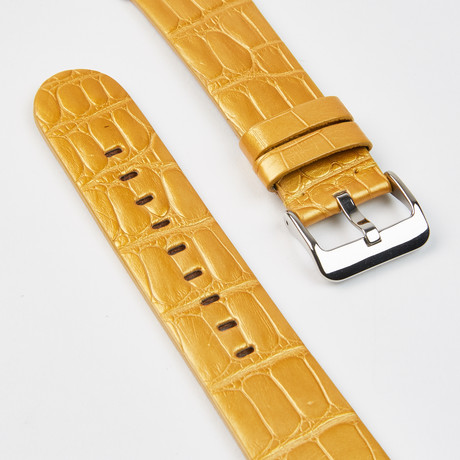 Genuine Alligator "Fits Apple" Watchstrap // Gold (Black Hardware // 42mm Case)