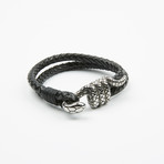 Dell Arte // Double Wrap Leather + Lucky Snake Bracelet // Black