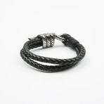 Dell Arte // Double Wrap Leather + Lucky Snake Bracelet // Black