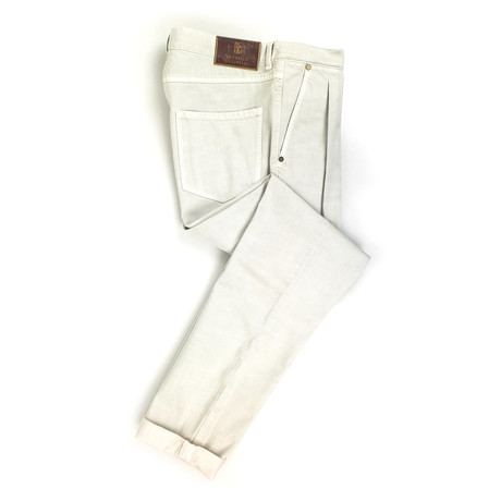 Brunello Cucinelli Denim Pleated + Leather// Gray (28WX33L)