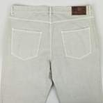 Brunello Cucinelli Denim Pleated + Leather// Gray (28WX33L)