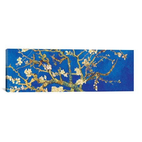 Almond Blossom On Royal Blue // Vincent van Gogh (36"W x 12"H x 0.75"D)