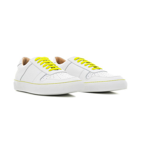 Sneaker Smooth Leather // White + Yellow (Euro: 40)