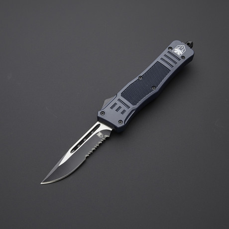 Drop Point Serrated Blade // Blue