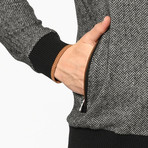 Zip Up Sweater // Patterned Gray (L)