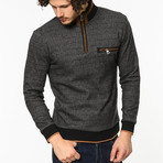 Quarter Zip Sweater // Patterned Anthracite (3XL)