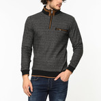 Quarter Zip Sweater // Patterned Anthracite (3XL)