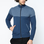 Blocked Zip-Up Sweater // Blue (L)