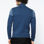 Blocked Zip-Up Sweater // Blue (XXL)