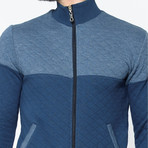 Blocked Zip-Up Sweater // Blue (XXL)
