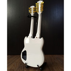Alex Lifeson from RUSH White Double-Neck Miniature Guitar