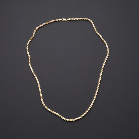 Hollow 10K Yellow Gold Rope Chain Necklace // 3mm (20" // 3g)