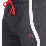 Color Block Stripe Joggers // Charcoal + Light Heather Gray (M)
