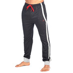 Color Block Stripe Joggers // Charcoal + Light Heather Gray (M)