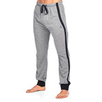 Color Block Stripe Joggers // Medium Heather Gray + Black (M)