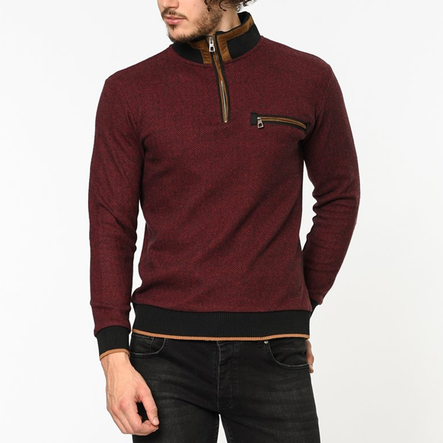 Quarter Zip Sweater // Burgundy (XXL) - Dewberry - Touch of Modern