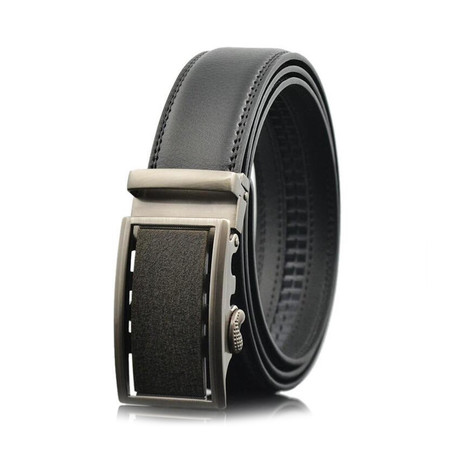 Theo Automatic Adjustable Belt // Black + Silver + Black Buckle