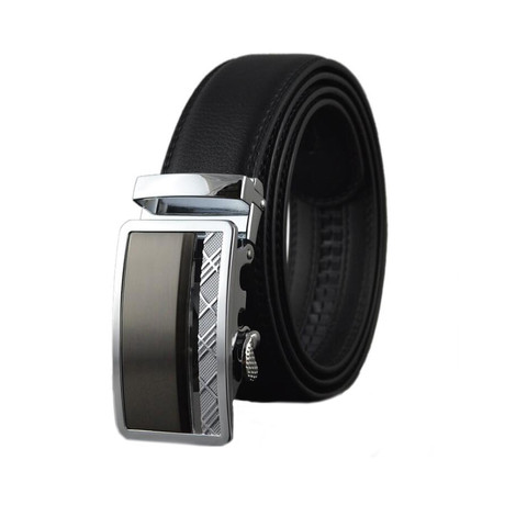 Warren Automatic Adjustable Belt // Black + Silver + Black Buckle
