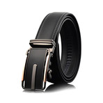 Russel Automatic Adjustable Belt // Black + Copper + Black Buckle