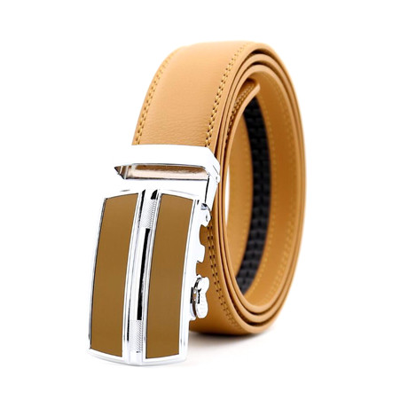 Keith Automatic Adjustable Belt // Tan + Tan + Silver Buckle