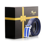 Kane Automatic Adjustable Belt // Blue + Silver + Blue Buckle