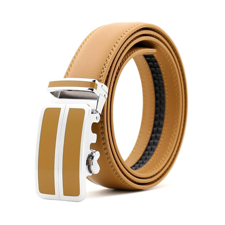Princeton Automatic Adjustable Belt // Tan + Tan + Silver Buckle
