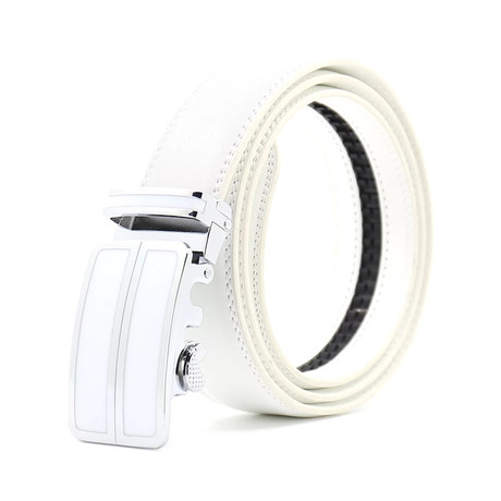 Hugo Automatic Adjustable Belt // White + Silver + White Buckle