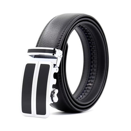 Philip Automatic Adjustable Belt // Black + Siler + Black Buckle