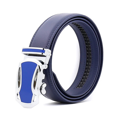 Kayson Automatic Adjustable Belt // Blue + Blue + Silver Buckle