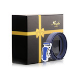 Kayson Automatic Adjustable Belt // Blue + Blue + Silver Buckle