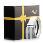 Lawson Automatic Adjustable Belt // White + Silver Buckle