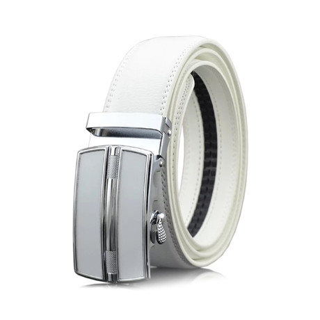 Lawson Automatic Adjustable Belt // White + Silver Buckle