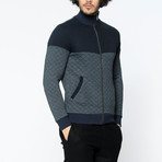 Blocked Zip-Up Sweater // Anthracite (XXL)